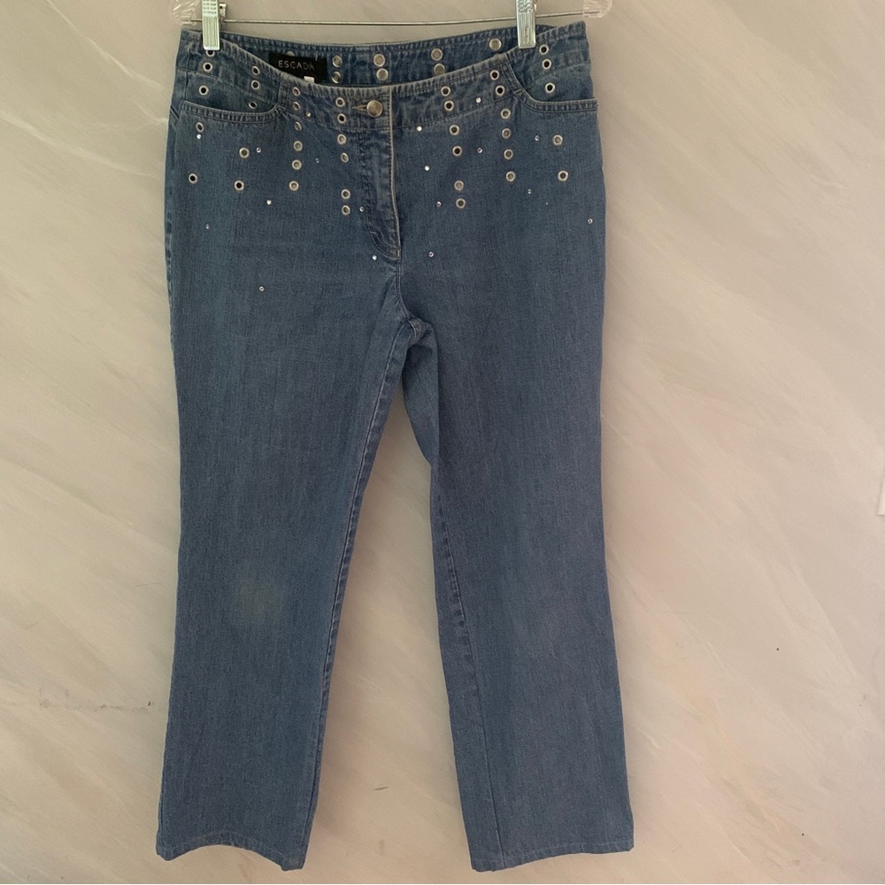 Escada Women’s 40 ( US10) Light Wash Embellished Ankle/Cropped Jeans